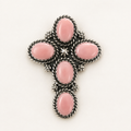Blushing Faith Pink Conch Sterling Silver Cross Ring — Adjustable