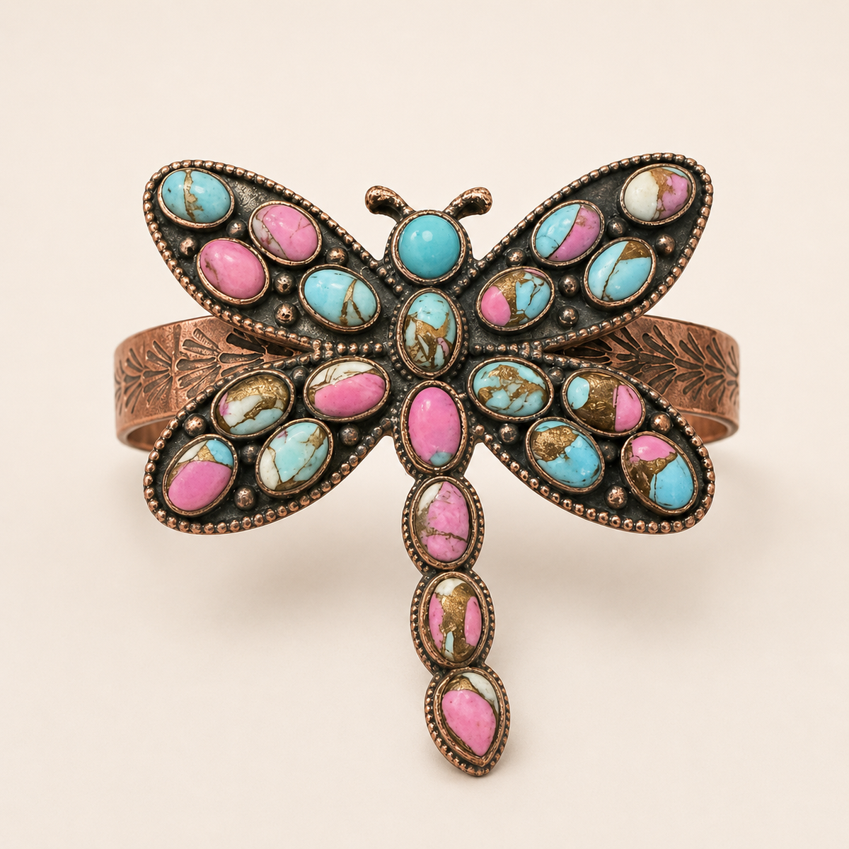 Prairie Wings Cotton Candy Turquoise Dragonfly Copper Cuff