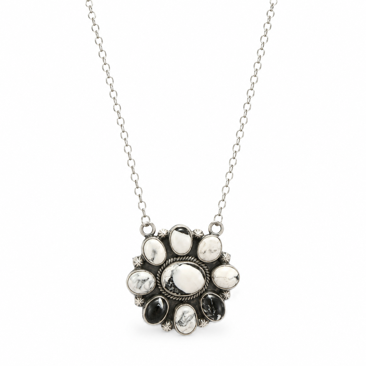 The Prairie Moon White Buffalo Sterling Silver Necklace – 20”