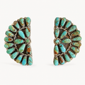 Prairie Sunburst Kingman Turquoise Cluster Earrings | Native-Made Sterling Silver