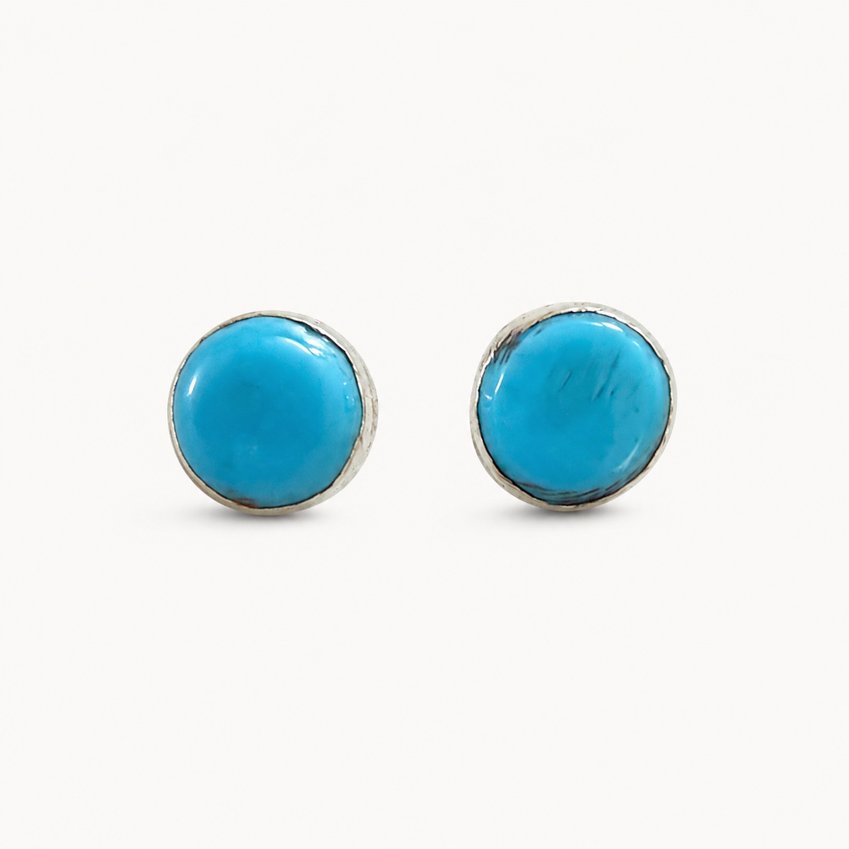 Prairie Sky Sleeping Beauty Turquoise Stud Earrings | Zuni Handmade Sterling Silver