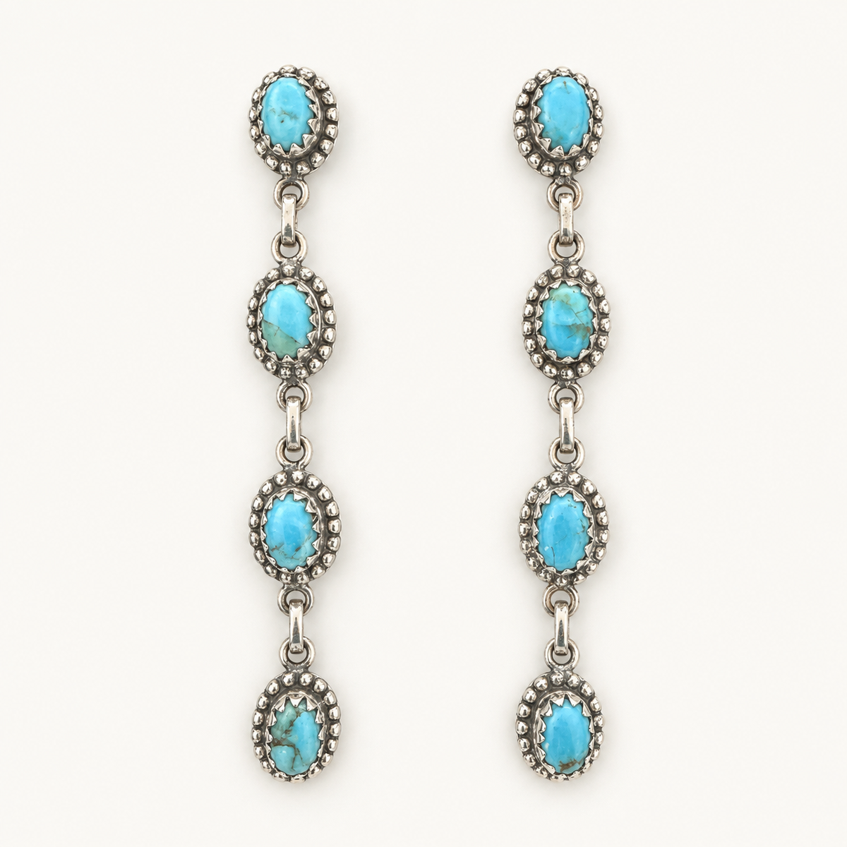 Prairie Cascade Sterling Silver Turquoise Drop Earrings
