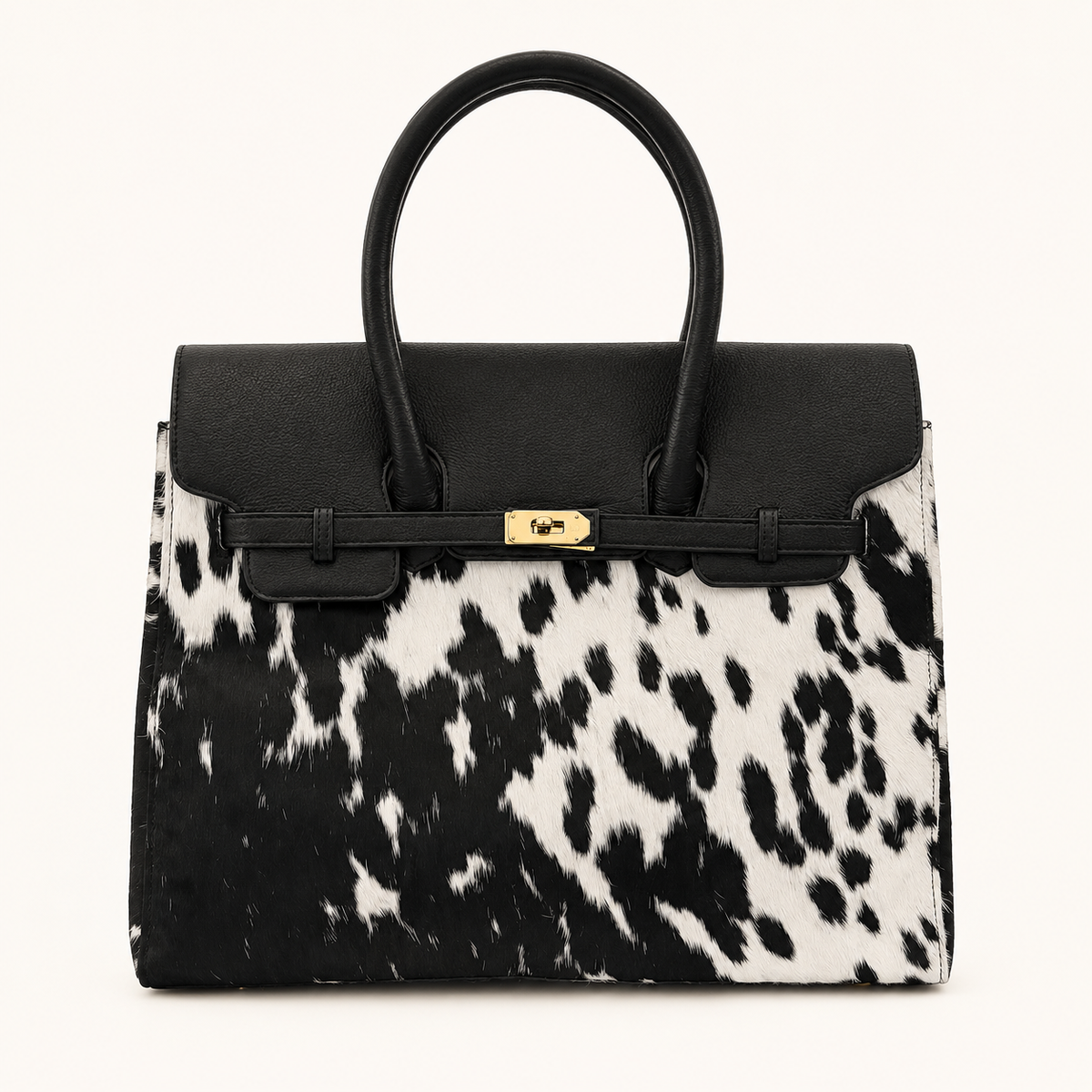 The Midnight Country Birkin Dupe – Black & White Cowhide Handbag