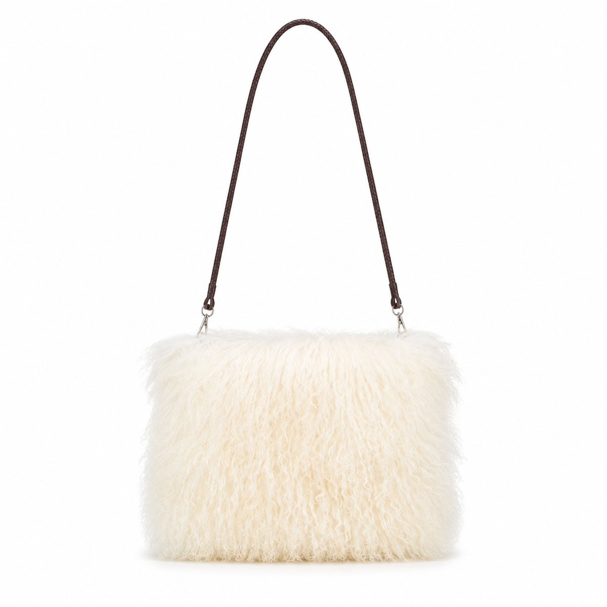 PRINCE & PRAIRIE PEARL — IVORY TIBETAN LAMB-FUR CROSSBODY