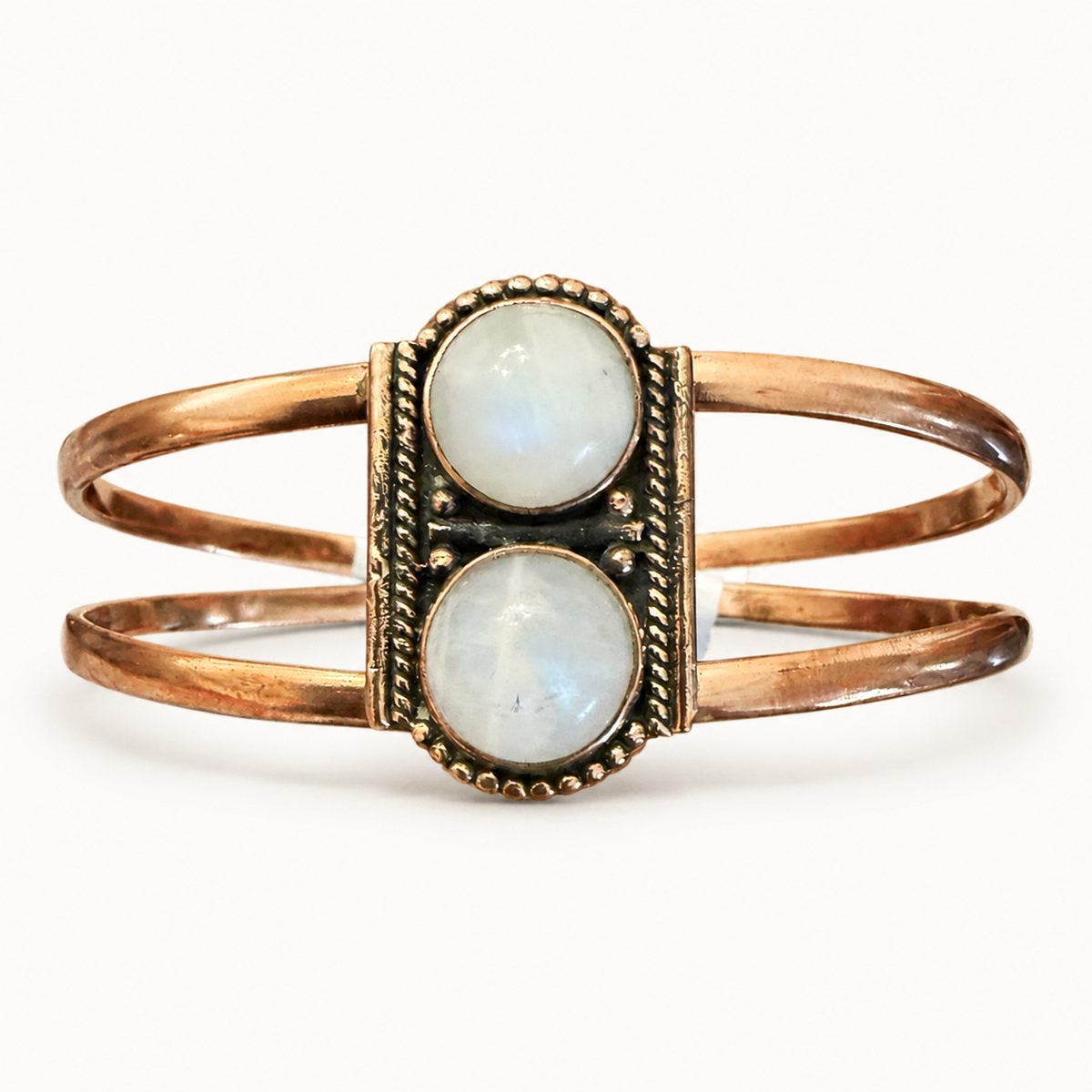 The Moonlit Prairie Moonstone Copper Cuff