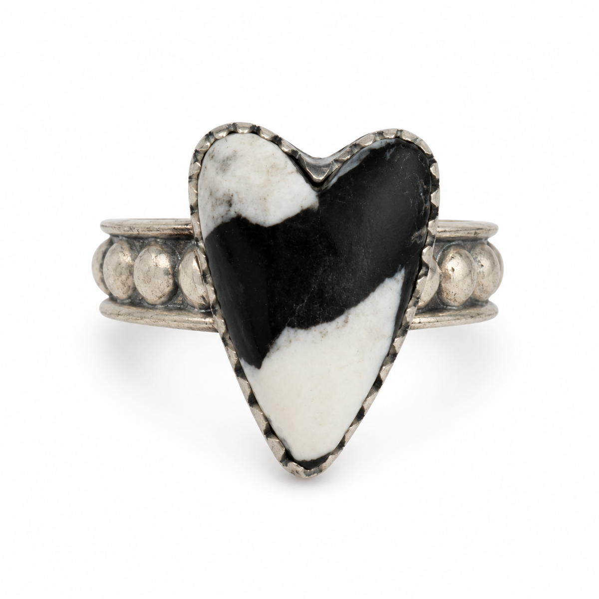 Prairie Devotion — White Buffalo & Sterling Silver Heart Ring