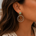 Sterling Silver Turquoise Double Hoop Dangle Earrings