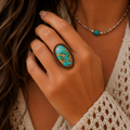 Copper & Sonoran Gold Turquoise Statement Ring – Size 9