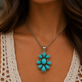 Mojave Turquoise Sterling Silver Cluster Pendant