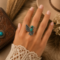 Sterling Silver Turquoise Hummingbird Statement Ring Size 8
