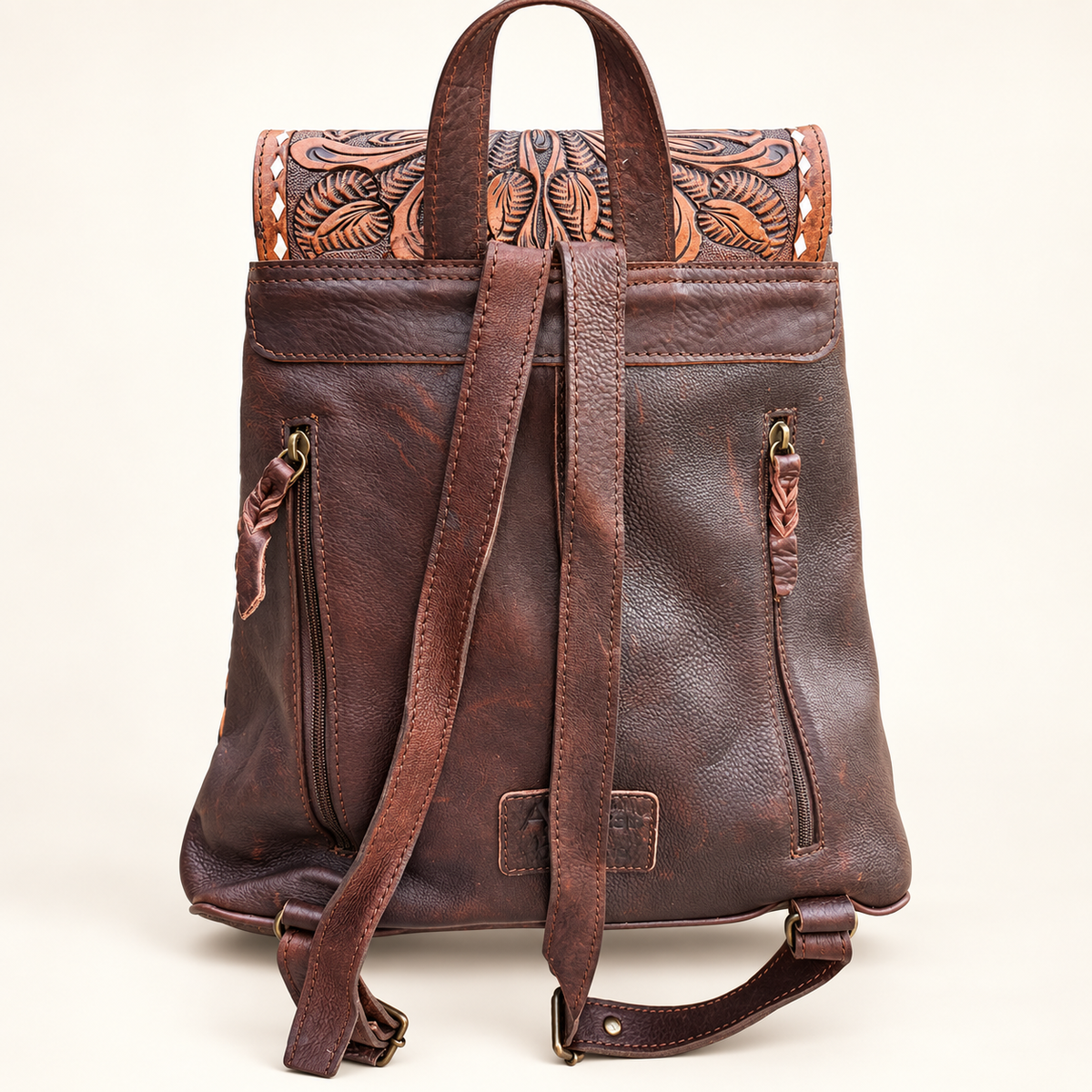 The Wildflower Leopard Tooled Leather Backpack