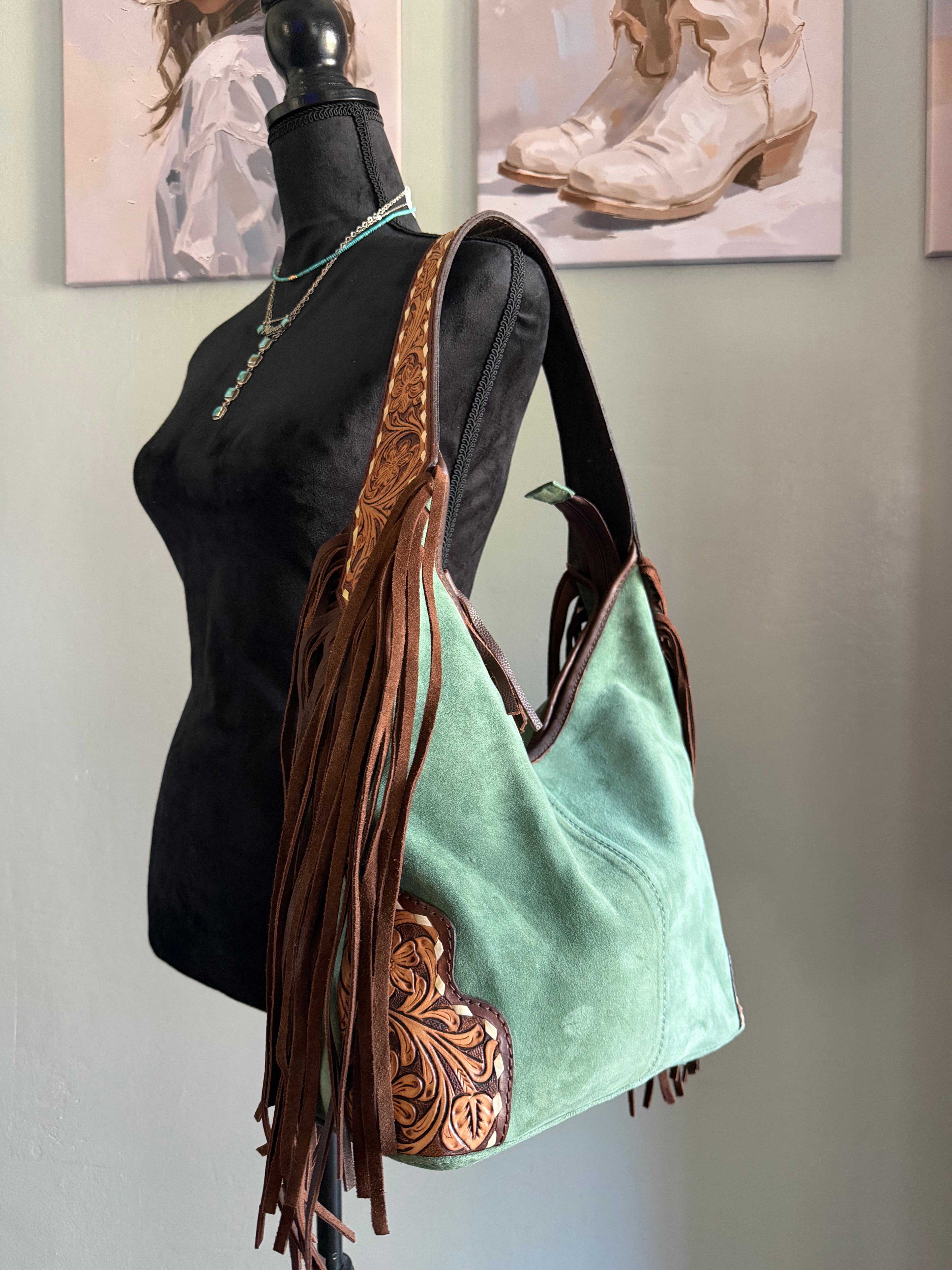 Sagebrush Darling Hand-Tooled Leather Concealed Carry Hobo