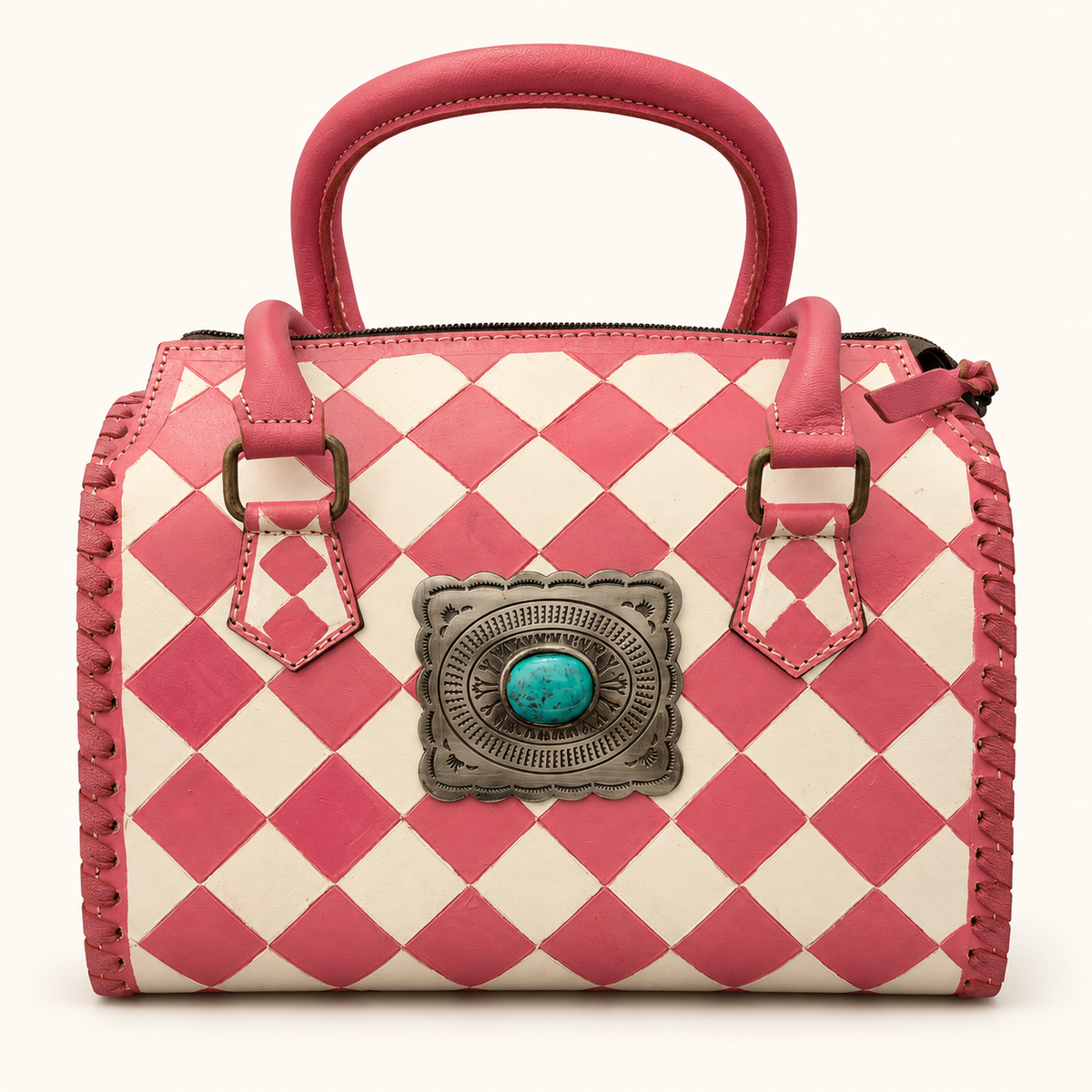The Prairie Rose Turquoise Concho Leather Satchel
