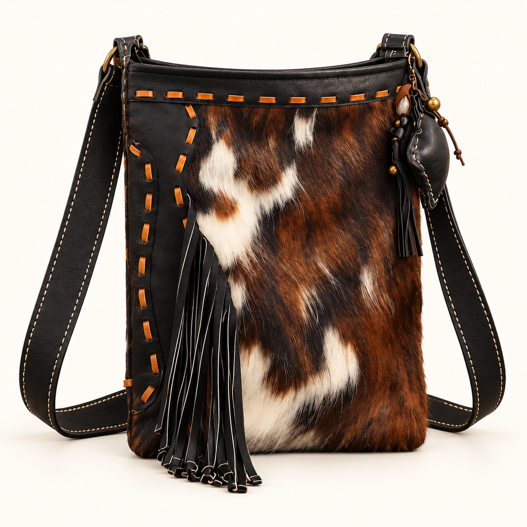 Midnight Prairie Italian Leather & Cowhide Crossbody