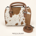 The Prairie Honey Tan & White Cowhide Handbag