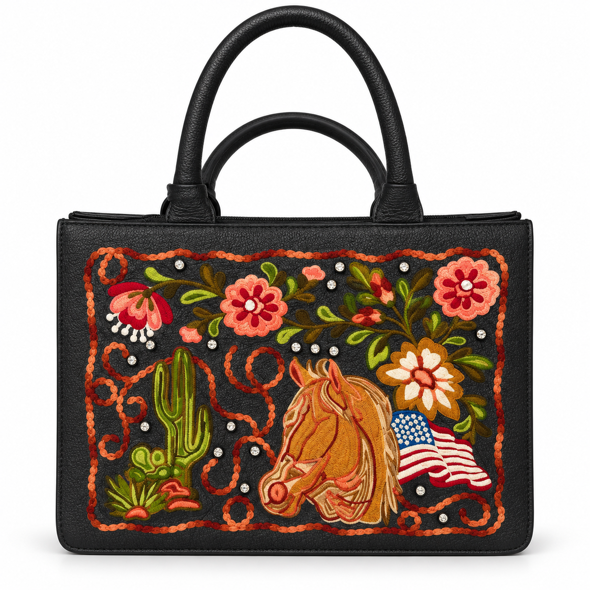 Rodeo Bloom Genuine Leather Embroidered Western Tote
