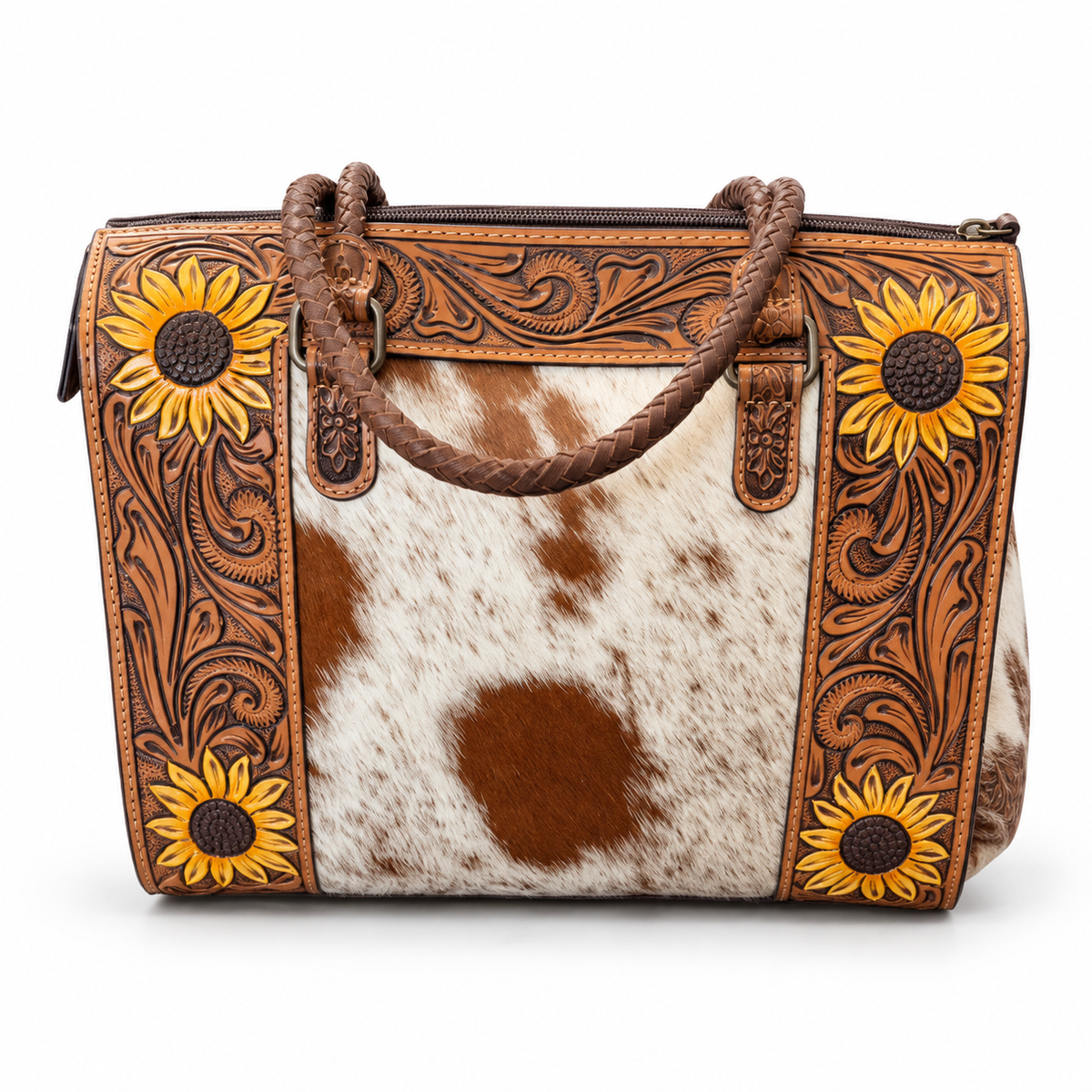 Prairie Sunshine Cowhide & Tooled Leather Tote
