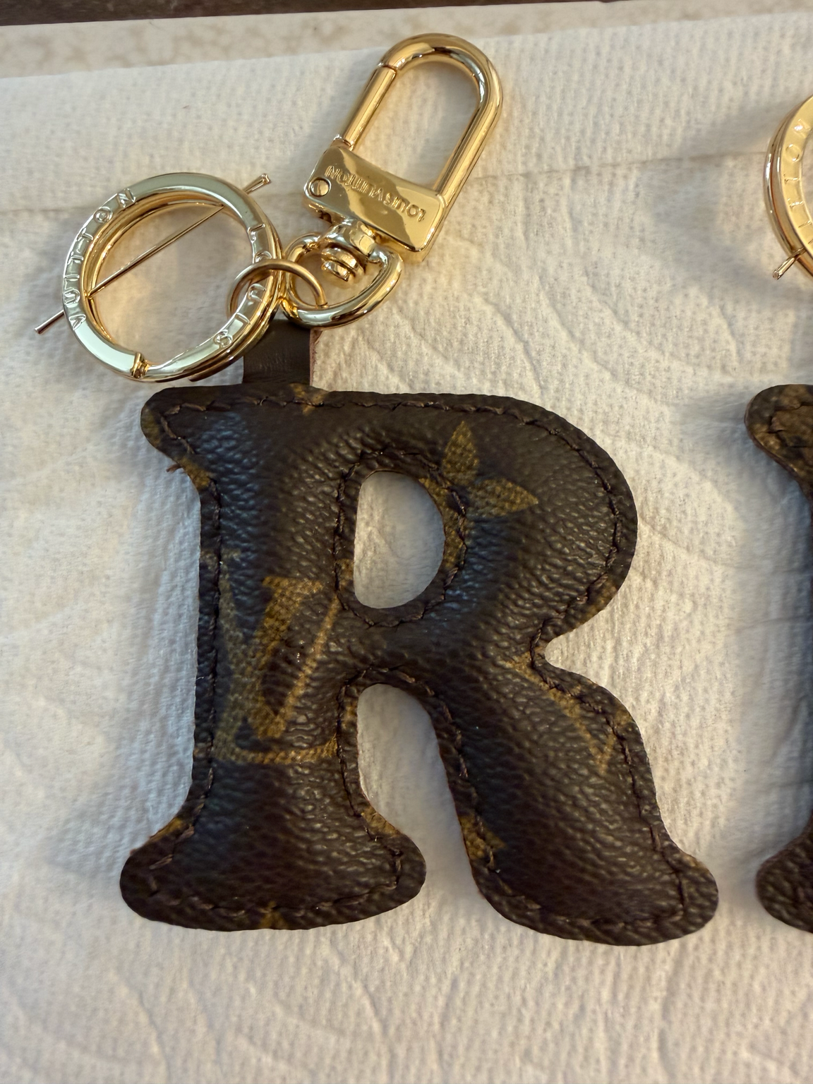 Letter R Purse Charm with Authentic Louis Vuitton Monogram Canvas