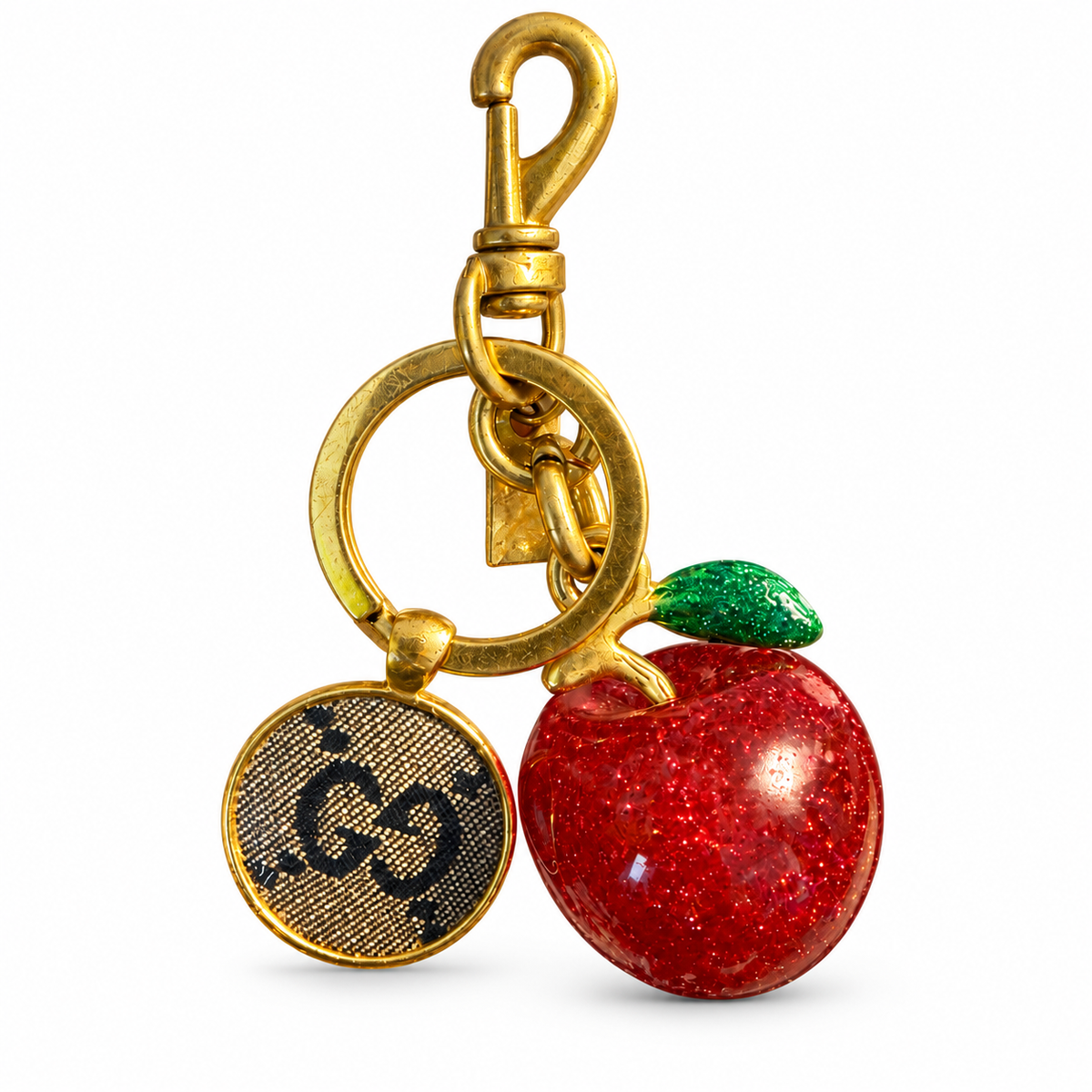 Sparkling Apple Bag Charm with Authentic Gucci GG Fabric