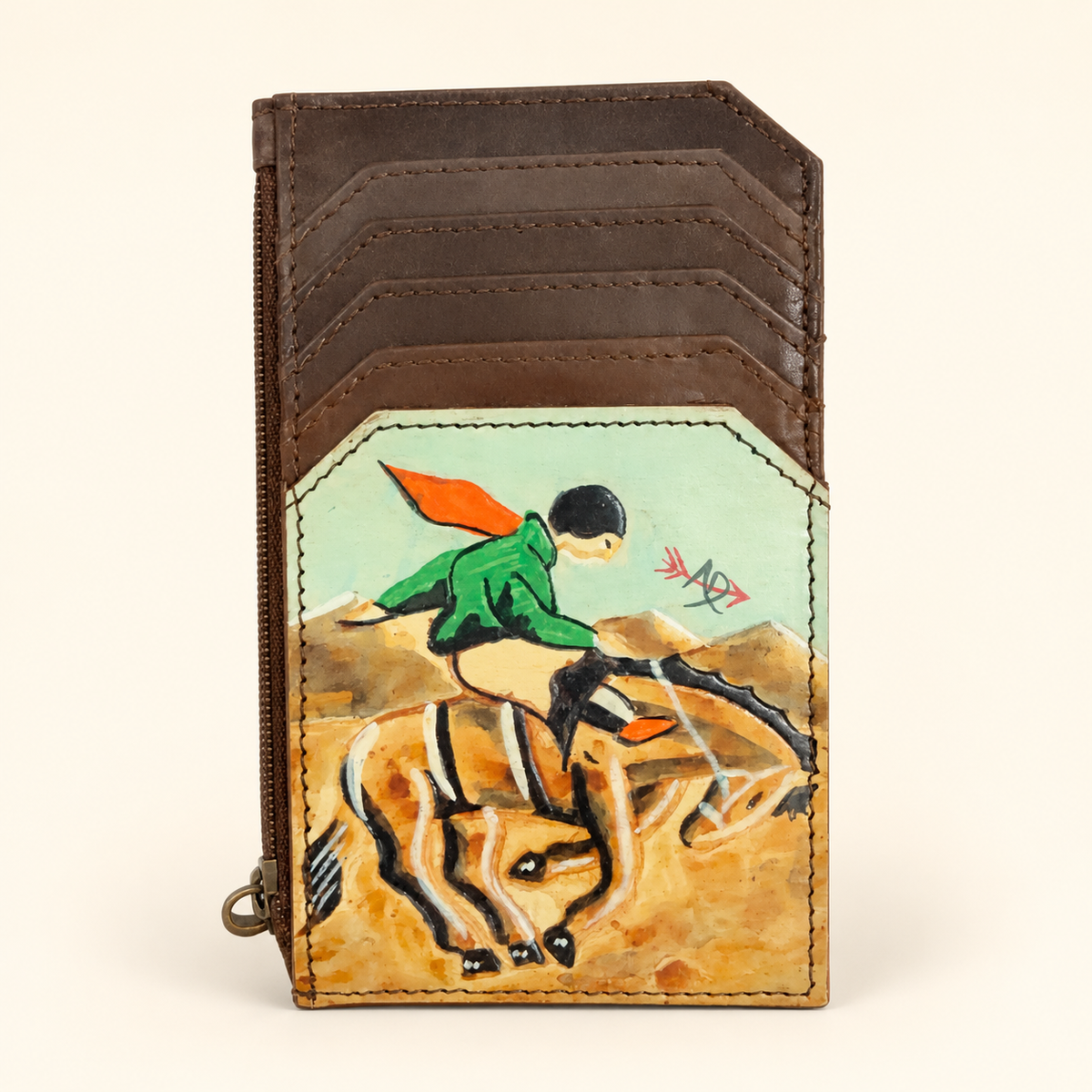 Rodeo Spirit Hand-Painted Leather Card Wallet